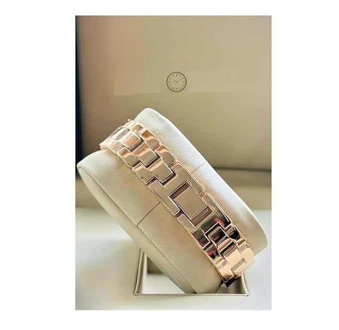 Rlines Rose Gold Ladies Watch, Blue Dial with Crystal Markers, Metal Strap, Analog Display Blue